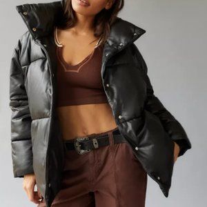 Urban Outfitters Faux Leather Puffer